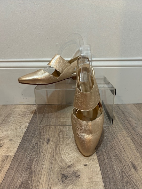 Poppy Barley Shoes - Poppy Barley Gold Metallic Pointed Toe Slingback Flats Size 6